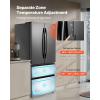 VEVOR French Door Refrigerator, 18.9 Cu. Ft. Kitchen Fridge, Counter Depth French Refrigerator with LED Display and 4 Casters, Frost-Free Bottom Freezer Refrigerators for Home & Commercial Use, Black(18.9 Cu.Ft.)