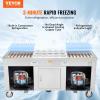 VEVOR Fried Ice Cream Roll Machine, Stainless Steel Commercial Rolled Ice Cream Maker with Compressor and 4 Scrapers,2Pcs 17.7″ x 17.7″ Square Stir-Fried Ice Cream Pans, for Frozen Yogurt,Ice Cream(2100W-double pans)
