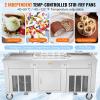 VEVOR Fried Ice Cream Roll Machine, Stainless Steel Commercial Rolled Ice Cream Maker with Compressor and 4 Scrapers,2Pcs 17.7″ x 17.7″ Square Stir-Fried Ice Cream Pans, for Frozen Yogurt,Ice Cream(2100W-double pans)