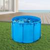 VEVOR KOI Aquarium Tank Above Ground Fish Pond, 127 Gallon Foldable Canvas Fish Pool Pond with Clear Viewing Panel, Outdoor/Indoor No Dig Turtle Goldfish Pond with 304SS Frame and Drain Valve(Round&Blue)