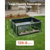VEVOR KOI Aquarium Tank Above Ground Fish Pond, 127 Gallon Foldable Canvas Fish Pool Pond with Clear Viewing Panel, Outdoor/Indoor No Dig Turtle Goldfish Pond with 304SS Frame and Drain Valve(With Clear Panel)