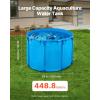 VEVOR KOI Aquarium Tank Above Ground Fish Pond, 127 Gallon Foldable Canvas Fish Pool Pond with Clear Viewing Panel, Outdoor/Indoor No Dig Turtle Goldfish Pond with 304SS Frame and Drain Valve(Round&Blue)