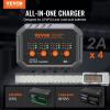 VEVOR Smart Battery Charger, 2A x 4, LiFePO4 Lead-Acid (AGM/Gel/SLA) Car Battery Charger, Fully-Automatic Charger Maintainer Desulfator for Boat Motorcycle Lawn Mower Golf Cart Marine Deep Cycle(2-amp*4)