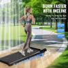 VEVOR Walking Pad with Handle Bar, Under Desk Treadmill for Home Office, 2.5HP Walking Jogging Running Machine, Speed 6.2-7.6MPH Folding Treadmill, with Remote Control and LED Display(Red)