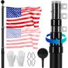 VEVOR 20FT Telescoping Flag Pole Kit, Heavy Duty Aluminum Alloy in Ground Flag Poles for Outside, 3 Display Modes Flagpole with 3×5 American Flag, Professional Accessories, Silver(Black)