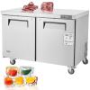 VEVOR 48″ W Commercial Freezer Worktop, 12.9 Cu. Ft Undercounter Freezers with/Casters, <0~-8℉>Defrost Frozen Prep Table, 2 Doors Stainless Steel Food Frozen Prep Station for Restaurant, Diner, Bar
