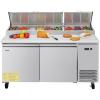 VEVOR Commercial Refrigerator, 44″ W Pizza Prep Refrigerated Table, 19.3″ Ultra Wide Countertop Food Prep Cooler, 11 Cu.Ft Single Door Salad Prep Fridge, 6 Pans Pizza Make Worktop with Cutting Board(67″W Pizza Prep Refrigerator)