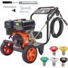 VEVOR Gas Pressure Washer 2900 PSI and 1.85 Max GPM, Upgrade Aluminum Pump with Spray Gun and Wand, 4 Nozzle Set, Gas Powered Pressure Washer for Cars, Fences, Driveways, Homes, Patios, Furniture(4400PSI)