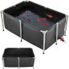 VEVOR KOI Aquarium Tank Above Ground Fish Pond, 127 Gallon Foldable Canvas Fish Pool Pond with Clear Viewing Panel, Outdoor/Indoor No Dig Turtle Goldfish Pond with 304SS Frame and Drain Valve(No Clear Panel)