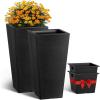 VEVOR Set of 2 Tall Outdoor Planters 21″ H, Round Large Planters for Front Porch and Patio, Stone Finish Flower Tree Plant Pots(Black)