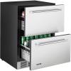 VEVOR Under Counter Drawer Refrigerator, 24 In Stainless Steel Fridge with Temperature Control, Dual Drawer Refrigerator with Powerful Compressor & LED Display, for Home, Office, and Commercial Use