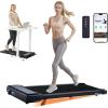 VEVOR Walking Pad with Handle Bar, Under Desk Treadmill for Home Office, 2.5HP Walking Jogging Running Machine, Speed 6.2-7.6MPH Folding Treadmill, with Remote Control and LED Display(Red)