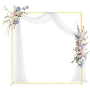 VEVOR Arch Backdrop Stand, 6Ft, 5Ft & 4Ft, Set of 3 Balloon Metal Arch Stand for Ceremony, Gold Wedding Arch Backdrop Stand, Fit for Birthday Party, Baby Shower, Graduations, Holiday(6.6ft)