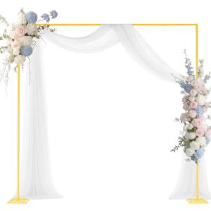 VEVOR Arch Backdrop Stand, 6Ft, 5Ft & 4Ft, Set of 3 Balloon Metal Arch Stand for Ceremony, Gold Wedding Arch Backdrop Stand, Fit for Birthday Party, Baby Shower, Graduations, Holiday(8.8ft)