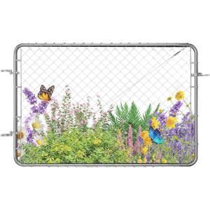 VEVOR Chain Link Fence Gate, 72 x 48 in, Adjustable Chain Link Fence Panel, Fit 2.2-6 ft (W) x 6 ft (H) Garden Fence Gate Opening, Fencing Gate with Plastic Coating, for Farm Black, Posts Not Included(Silver)