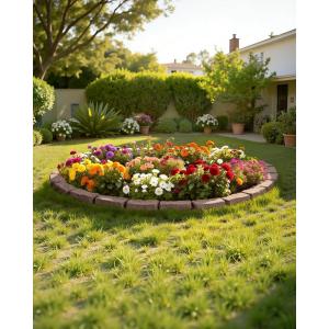 VEVOR Faux Stone Landscape Edging, 46.8″ x 3.9″ Realistic Lawn Edging with Anchoring Spikes, Flexible Brick-Sized Garden Border, Fade-Resistant Yard Garden Stone Border for Driveways Walkway, Brown(Brown)