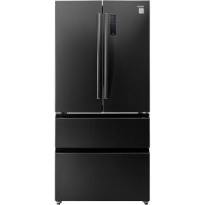 VEVOR French Door Refrigerator, 18.9 Cu. Ft. Kitchen Fridge, Counter Depth French Refrigerator with LED Display and 4 Casters, Frost-Free Bottom Freezer Refrigerators for Home & Commercial Use, Black(18.9 Cu.Ft.)