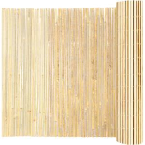 VEVOR Natural Rolled Bamboo Fence, Eco-Friendly Privacy Screen – 6 ft H x 8 ft L x 0.75 in D, Decorative for Garden, Backyard, Balcony, Patio, Pool Side(Slat Fence)