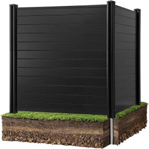 VEVOR Outdoor Privacy Screens, 50″ W x 50″ H Air Conditioner Fence, Pool Equipment Enclosure, Horizontal Vinyl Privacy Fence, Perfect to Enclose Trash Can and A/C Units (2-Panel)(Black)