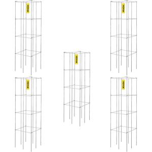 VEVOR Tomato Cages, 11.8″ x 11.8″ x 46.1″, 10 Packs Square Plant Support Cages, Silver PVC-Coated Steel Tomato Towers for Climbing Vegetables, Plants, Flowers, Fruits(Silver)
