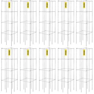 VEVOR Tomato Cages, 11.8″ x 11.8″ x 46.1″, 10 Packs Square Plant Support Cages, Silver PVC-Coated Steel Tomato Towers for Climbing Vegetables, Plants, Flowers, Fruits(Green)