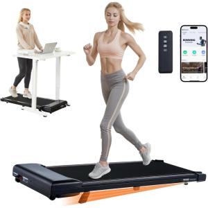 VEVOR Walking Pad with Handle Bar, Under Desk Treadmill for Home Office, 2.5HP Walking Jogging Running Machine, Speed 6.2-7.6MPH Folding Treadmill, with Remote Control and LED Display(Red)