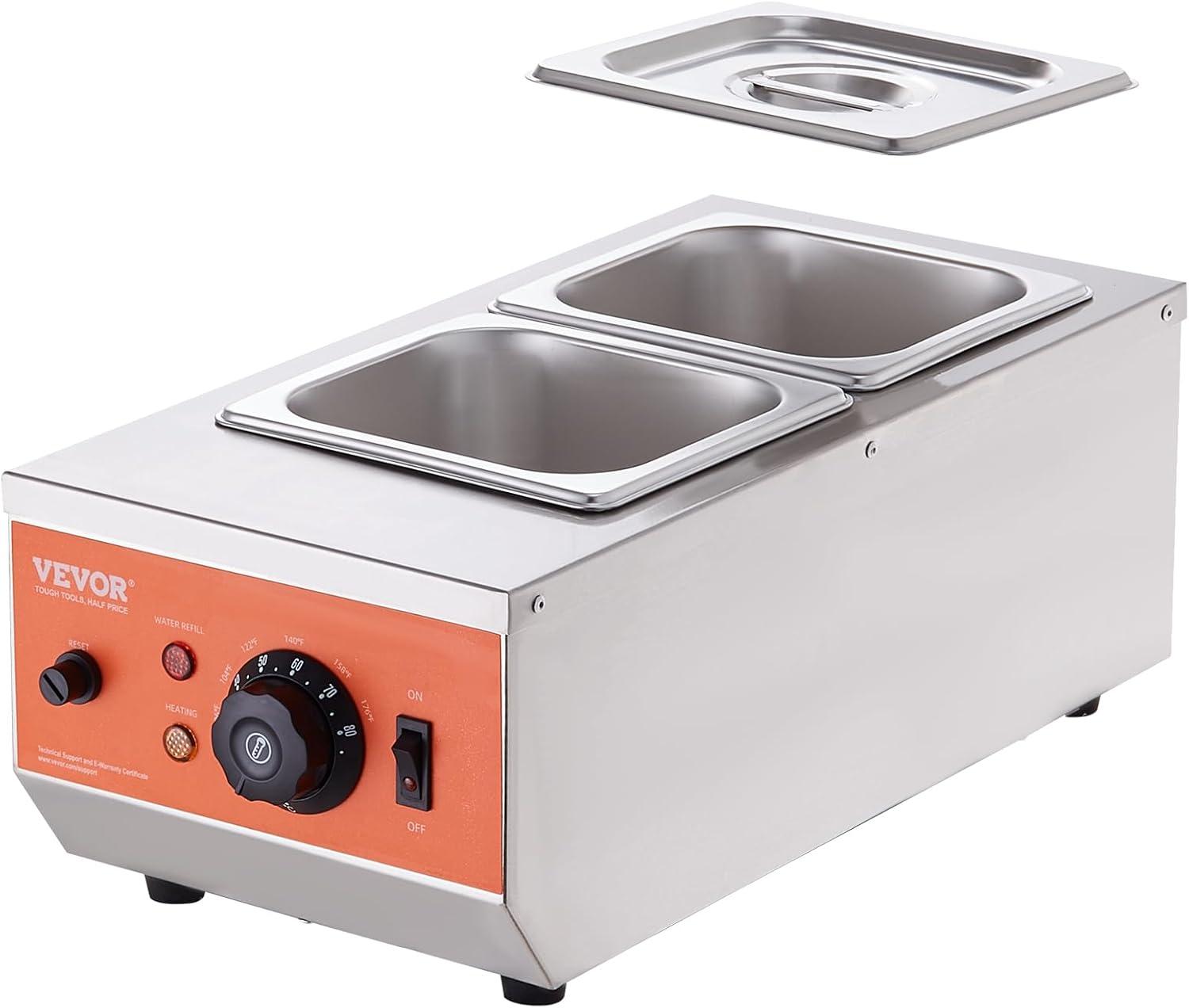 image:imageVEVOR Chocolate Tempering Machine 9 Lbs 2 Tanks Chocolate Melting Pot TEMP Control 86185 1500W Stainless Steel Electric Commercial Food Warmer For ChocolateMilkCream Melting and Heating2 Tank 9 Lb