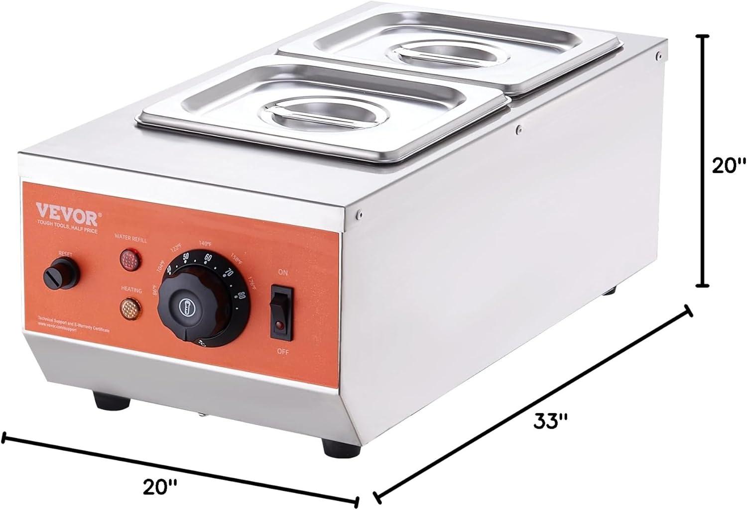 image:imageVEVOR Chocolate Tempering Machine 9 Lbs 2 Tanks Chocolate Melting Pot TEMP Control 86185 1500W Stainless Steel Electric Commercial Food Warmer For ChocolateMilkCream Melting and Heating2 Tank 9 Lb