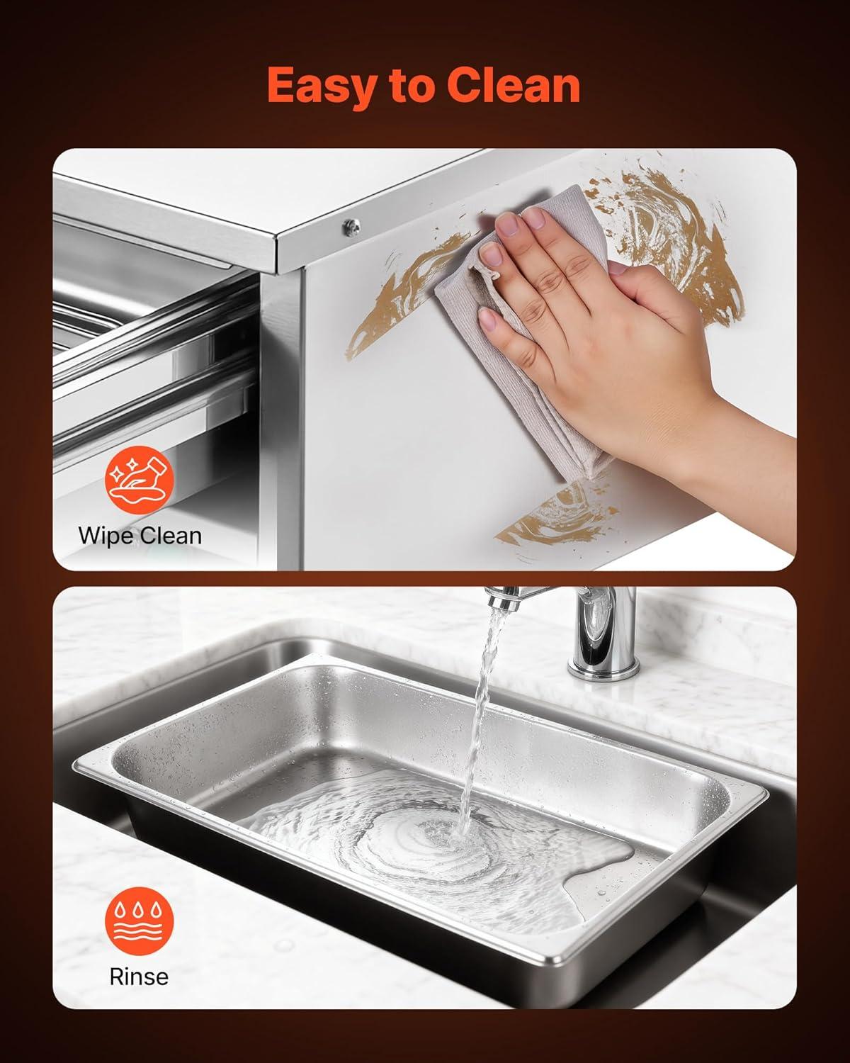 image:imageVEVOR Commercial Electric Drawer Warmer SingleDrawer Stainless Steel Food Warmer Freestanding Compact Warming Drawer Cabinet 85F185F Wide Temperature Range for Restaurant Hotel amp BakeryMINISingle Drawer