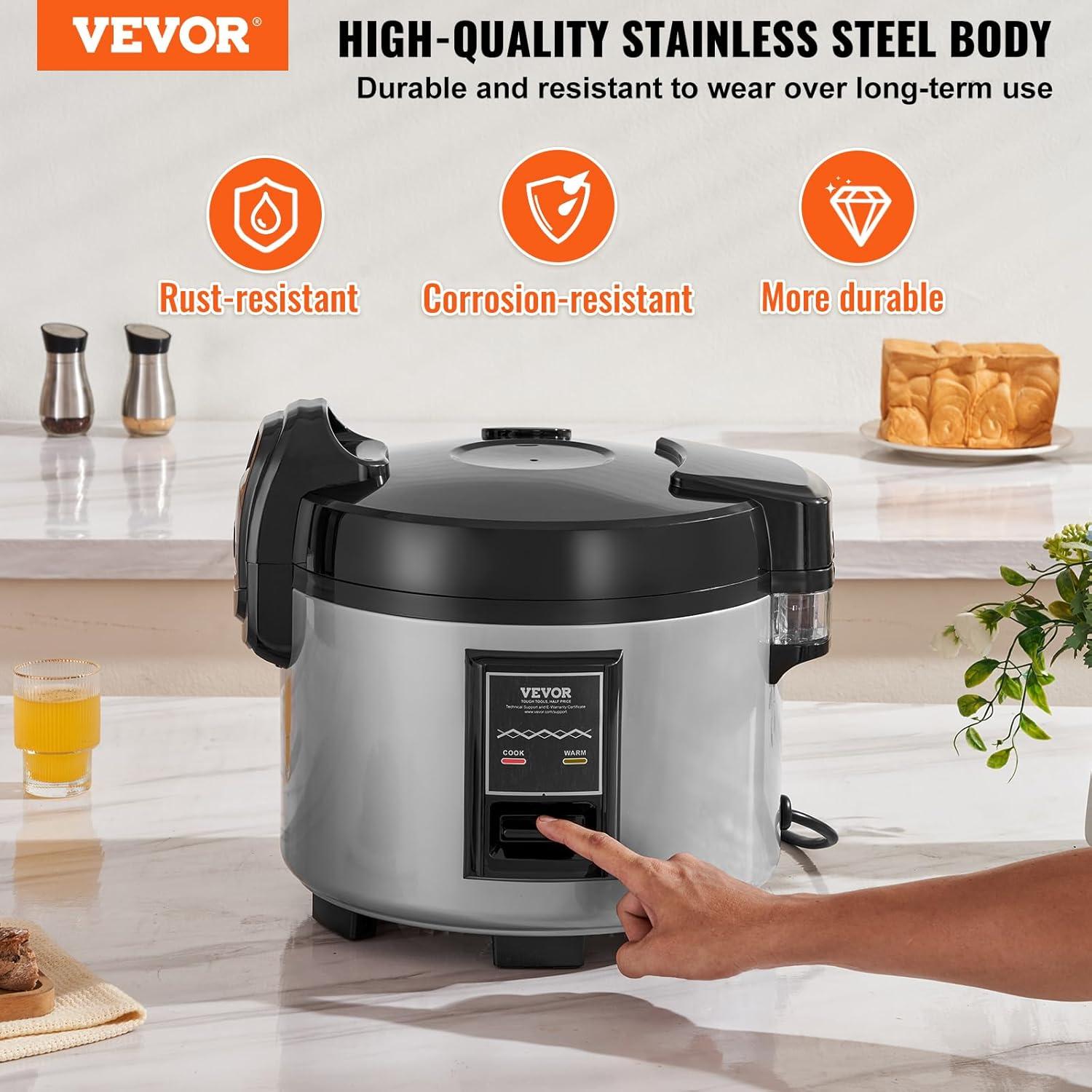 image:imageVEVOR Commercial Rice Cooker 60Cup Rice Cooker 1374 Qt 13 Liter Large Rice Cooker and Warmer with Nonstick Inner Pot Fast Cooking and 12Hour Keep Warm with Rice Cup and Paddle for Restaurant45 Cups 9 L