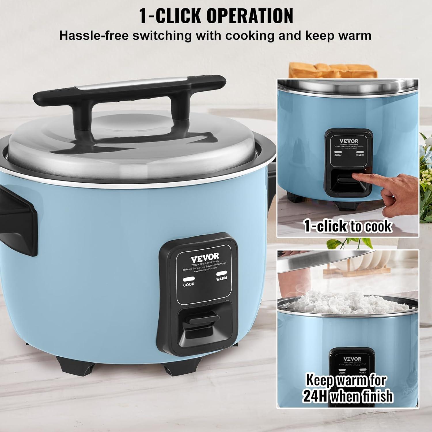 image:imageVEVOR Commercial Rice Cooker 60Cup Rice Cooker 1374 Qt 13 Liter Large Rice Cooker and Warmer with Nonstick Inner Pot Fast Cooking and 24Hour Keep Warm with Rice Cup and Paddle for Restaurant40 CUPS COOKED RICE