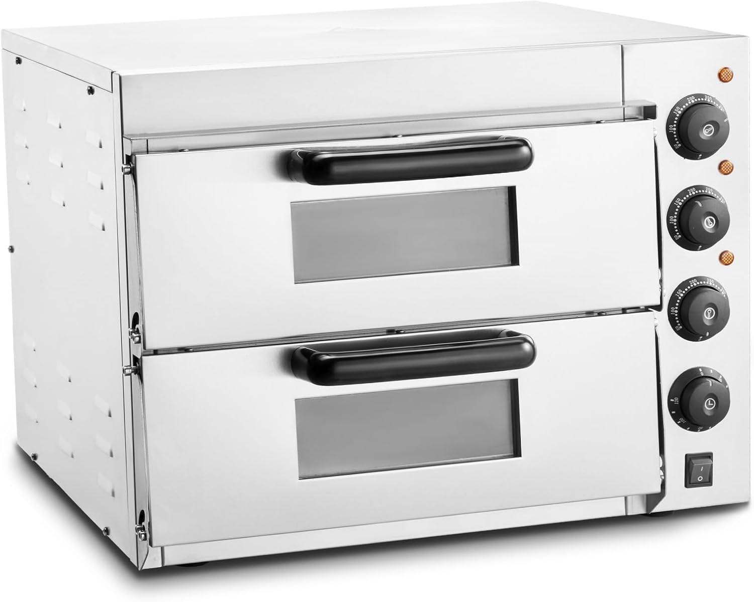 image:imageVEVOR Electric Pizza Oven 18Inch Commercial Pizza Ovens 752F Max Temp 1740W Large Pizza Oven Countertop with Temp amp Time Control Built in Thermometer Indoor Pizza Maker for Restaurant Home Use16Inch Dual Layer