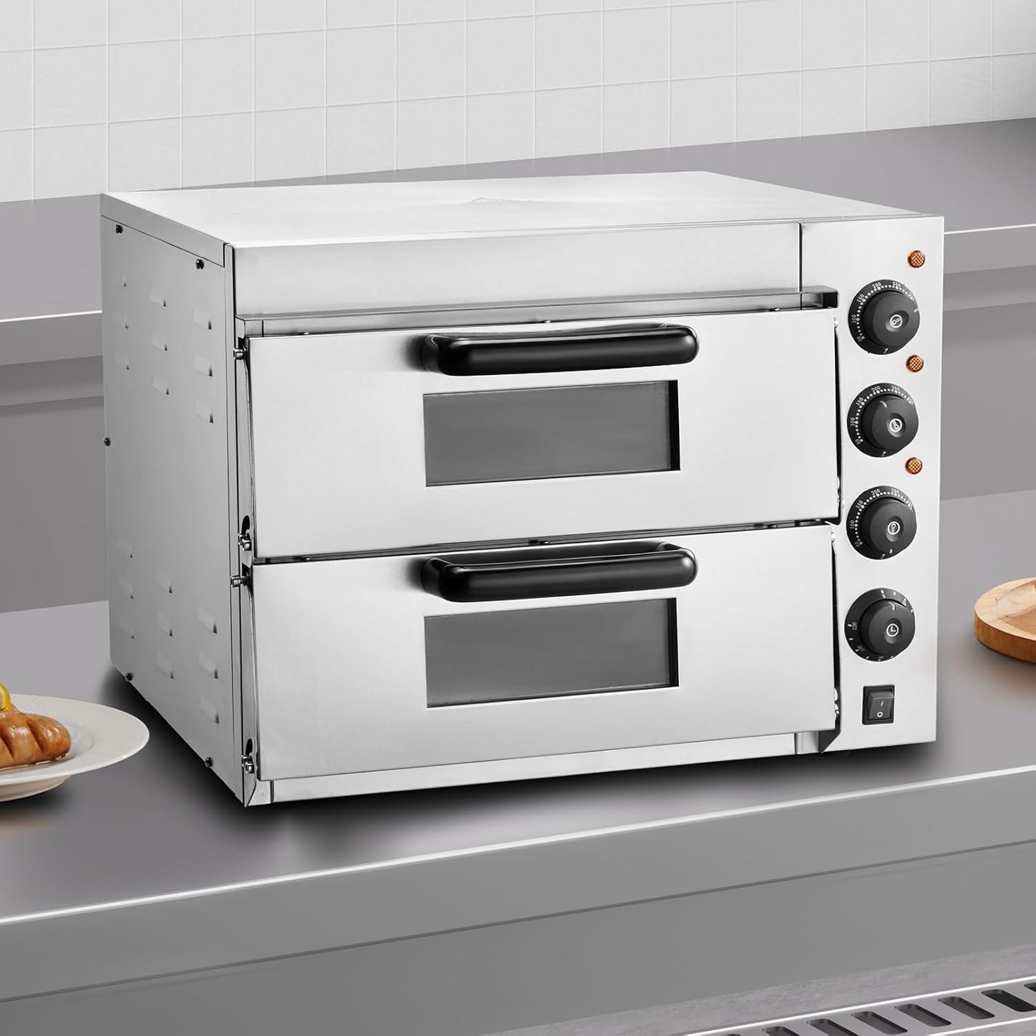 image:imageVEVOR Electric Pizza Oven 18Inch Commercial Pizza Ovens 752F Max Temp 1740W Large Pizza Oven Countertop with Temp amp Time Control Built in Thermometer Indoor Pizza Maker for Restaurant Home Use16Inch Dual Layer
