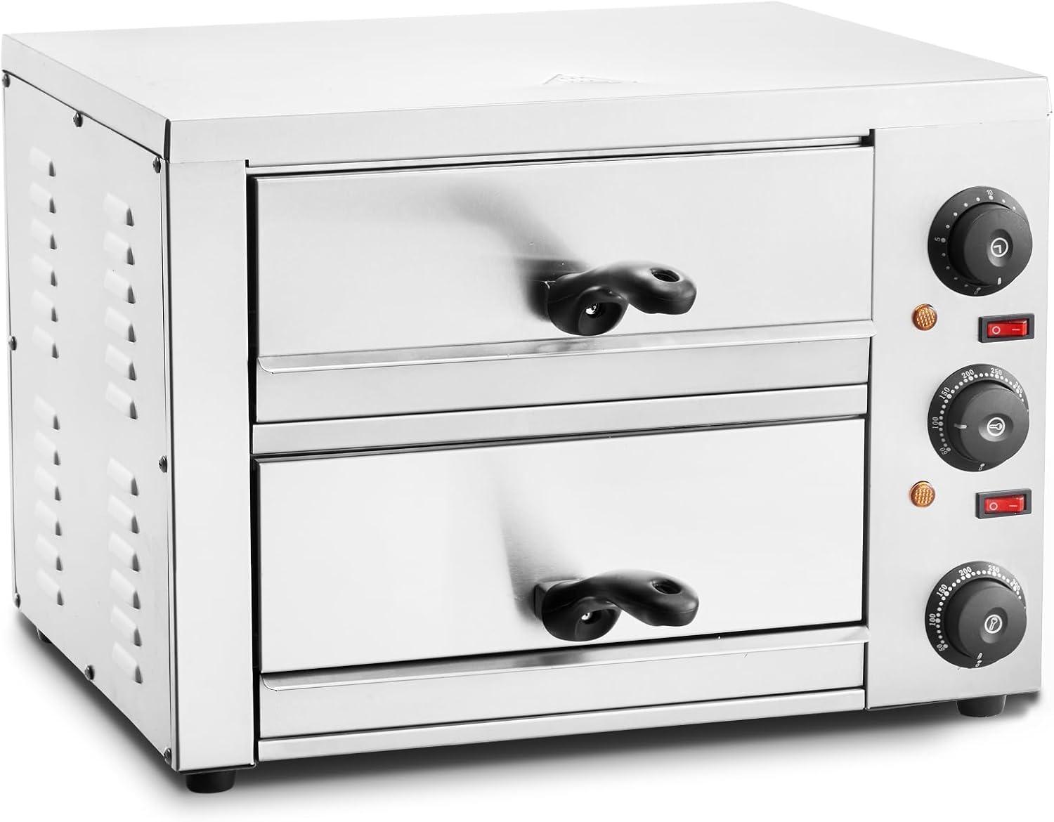 image:imageVEVOR Electric Pizza Oven 18Inch Commercial Pizza Ovens 752F Max Temp 1740W Large Pizza Oven Countertop with Temp amp Time Control Built in Thermometer Indoor Pizza Maker for Restaurant Home Use12Inch Dual Layer