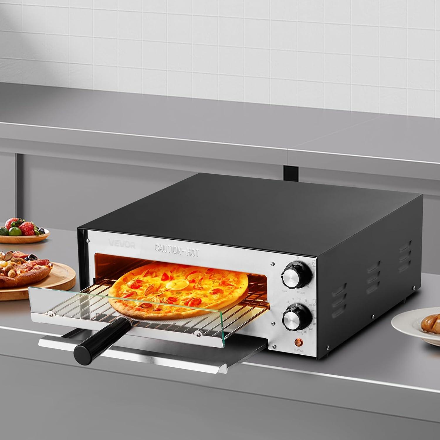 image:imageVEVOR Electric Pizza Oven 18Inch Commercial Pizza Ovens 752F Max Temp 1740W Large Pizza Oven Countertop with Temp amp Time Control Built in Thermometer Indoor Pizza Maker for Restaurant Home Use12Inch Single Layer