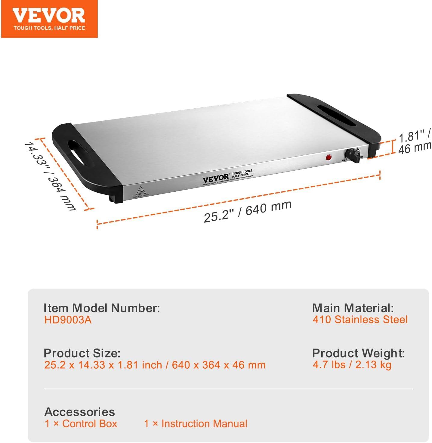 image:imageVEVOR Electric Warming Tray Food Warming Trays for Buffet Warming Trays with Adjustable Temperature Control Portable Stainless Steel Food Warmer Hot Plate Perfect for Parties Catering Holidays2521433