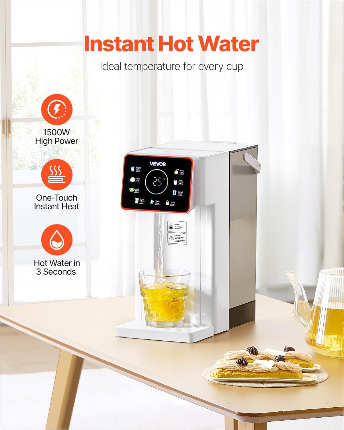 image:imageVEVOR Instant Hot Water Dispenser Countertop Boiling Water Dispenser with Adjustable 7 Temperatures amp 7 Water Volumes 118oz Removable Water Tank Quick Heating with Touchscreen amp Child Lock for Home32 Quarts