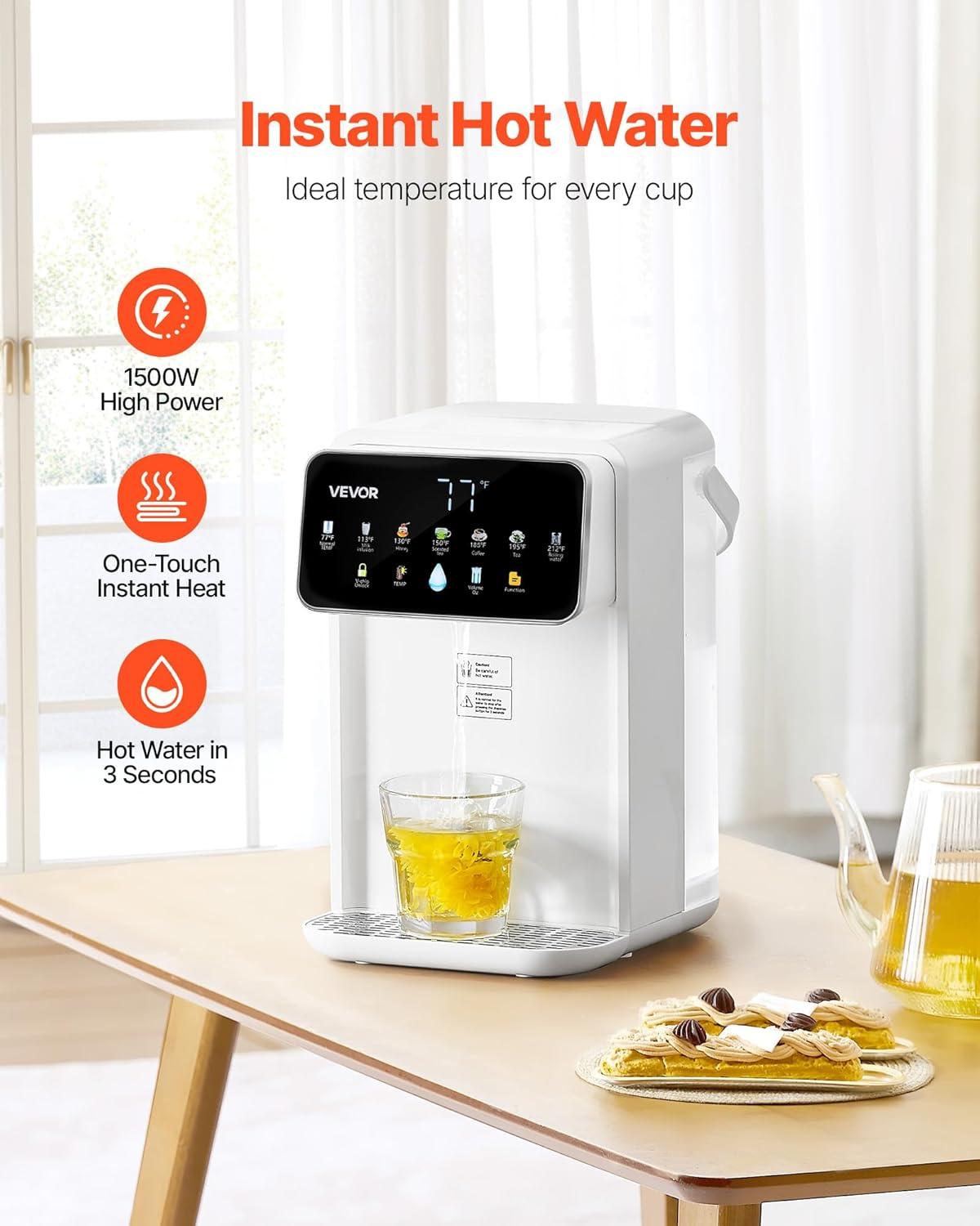 image:imageVEVOR Instant Hot Water Dispenser Countertop Boiling Water Dispenser with Adjustable 7 Temperatures amp 7 Water Volumes 118oz Removable Water Tank Quick Heating with Touchscreen amp Child Lock for Home37 Quarts