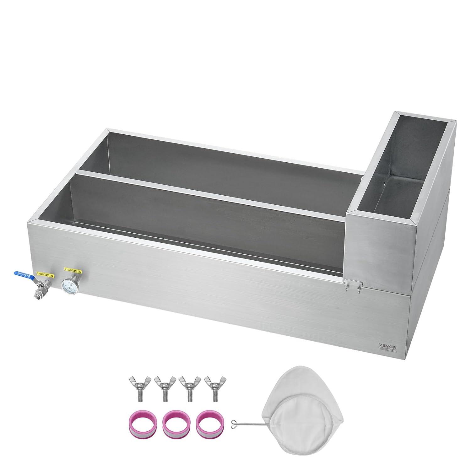 image:imageVEVOR Maple Syrup Evaporator Pan 112 Gal 24 x 18 x 6 Inch Maple Syrup 304 Stainless Steel Maple Syrup Pan Evaporator Pan with 1 Valve and 3 Heating Methods for Home Outdoor47 x 24 x 96 Inch