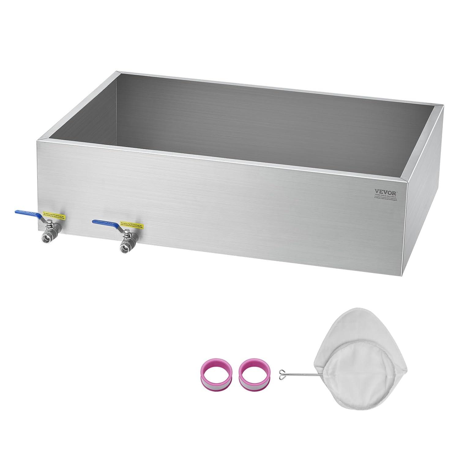 image:imageVEVOR Maple Syrup Evaporator Pan 112 Gal 24 x 18 x 6 Inch Maple Syrup 304 Stainless Steel Maple Syrup Pan Evaporator Pan with 1 Valve and 3 Heating Methods for Home Outdoor36 x 24 x 95 Inch