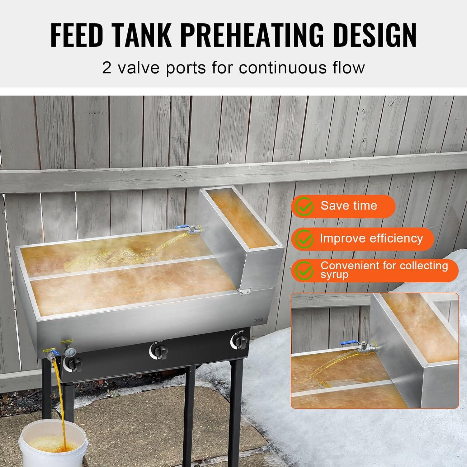 image:imageVEVOR Maple Syrup Evaporator Pan 35 Gallon36 x 24 x 95 Inch Maple Syrup Pan304 Stainless Steel Maple Syrup with 2 Valves and 3 Heating Methods for Home Outdoor47 x 24 x 96 Inch