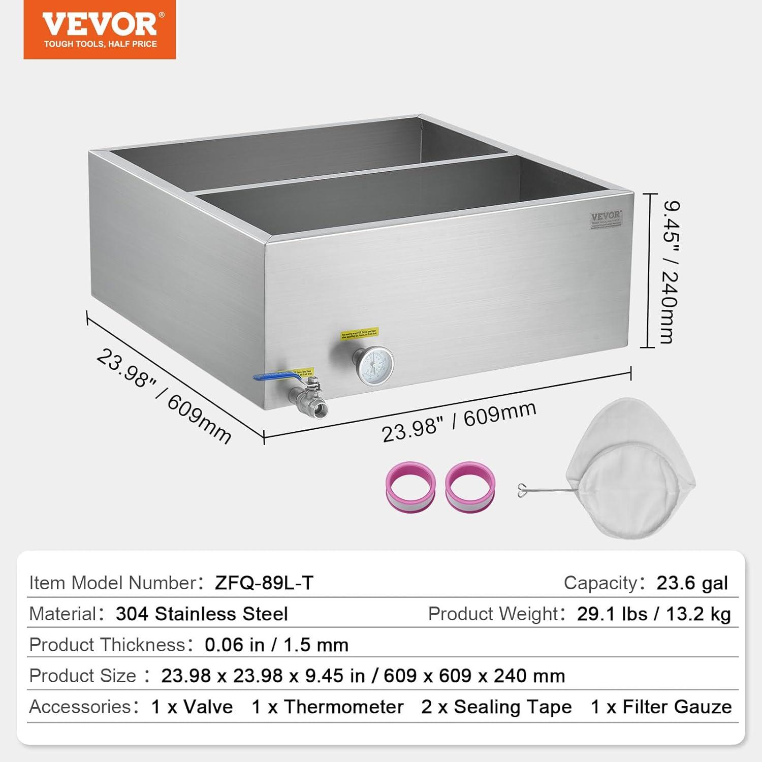 image:imageVEVOR Maple Syrup Evaporator Pan 35 Gallon36 x 24 x 95 Inch Maple Syrup Pan304 Stainless Steel Maple Syrup with 2 Valves and 3 Heating Methods for Home Outdoor24 x 24 x 95 Inch