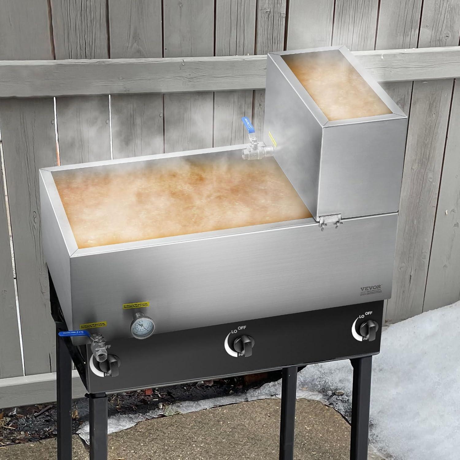 image:imageVEVOR Maple Syrup Evaporator Pan 35 Gallon36 x 24 x 95 Inch Maple Syrup Pan304 Stainless Steel Maple Syrup with 2 Valves and 3 Heating Methods for Home Outdoor30 x 16 x 95 Inch