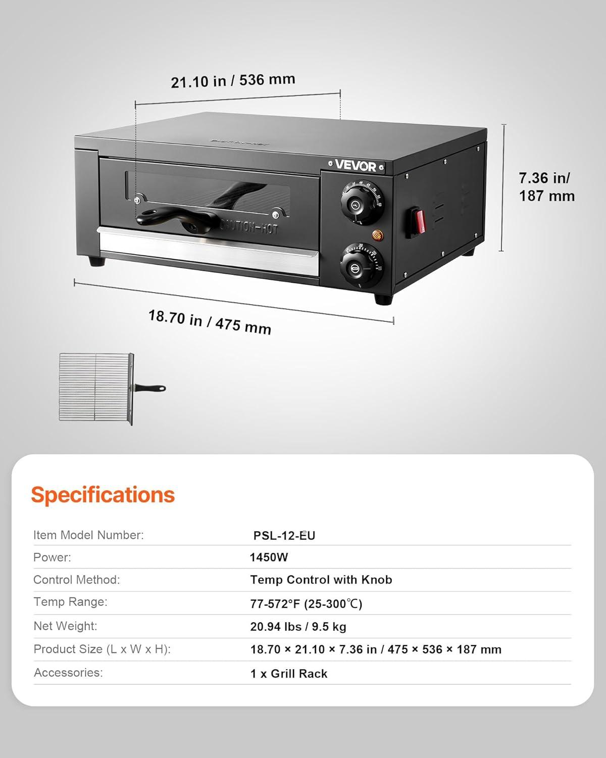 image:imageVEVOR Pizza Oven 8 Presets Electric Pizza Ovens Air Fry Combo 12Inch Indoor Pizza Maker Smart Knob Control 750F Max Temp IPX4 Waterproof Countertop Pizza Cooker wPizza StoneFry Basket12 Inch Pizza Oven