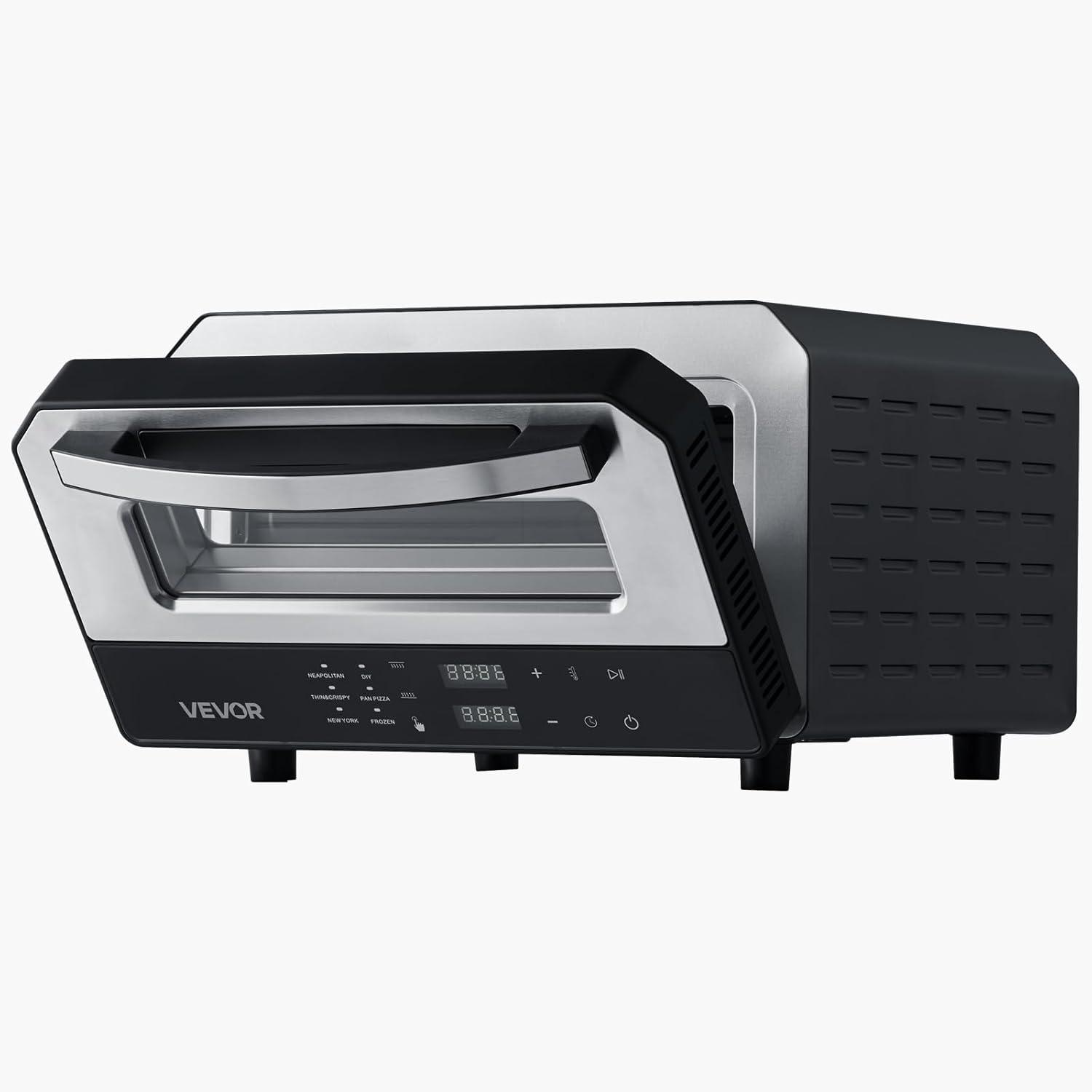 image:imageVEVOR Pizza Oven 8 Presets Electric Pizza Ovens Air Fry Combo 12Inch Indoor Pizza Maker Smart Knob Control 750F Max Temp IPX4 Waterproof Countertop Pizza Cooker wPizza StoneFry Basket12 Inch Smart Pizza Oven