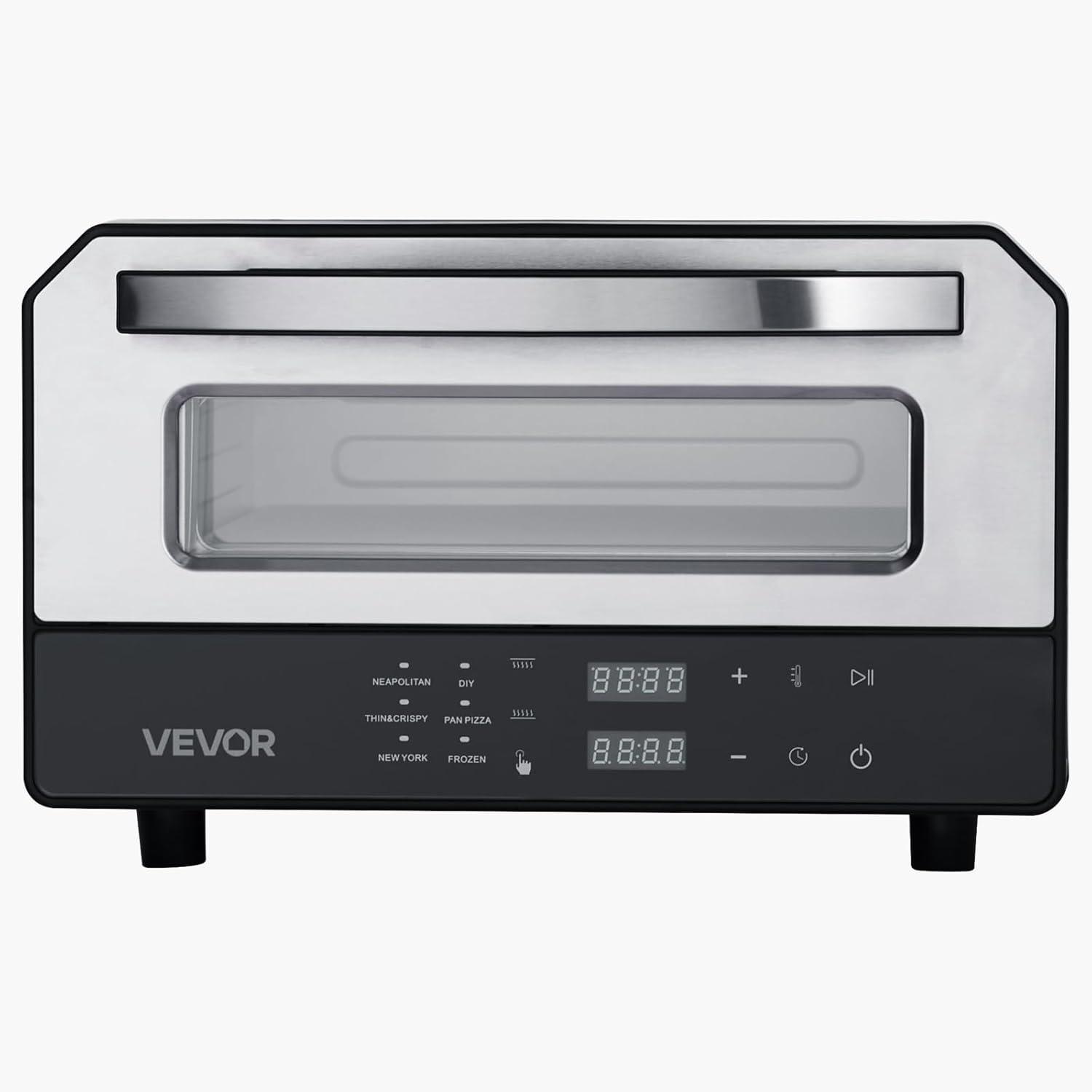 image:imageVEVOR Pizza Oven 8 Presets Electric Pizza Ovens Air Fry Combo 12Inch Indoor Pizza Maker Smart Knob Control 750F Max Temp IPX4 Waterproof Countertop Pizza Cooker wPizza StoneFry Basket12 Inch Smart Pizza Oven