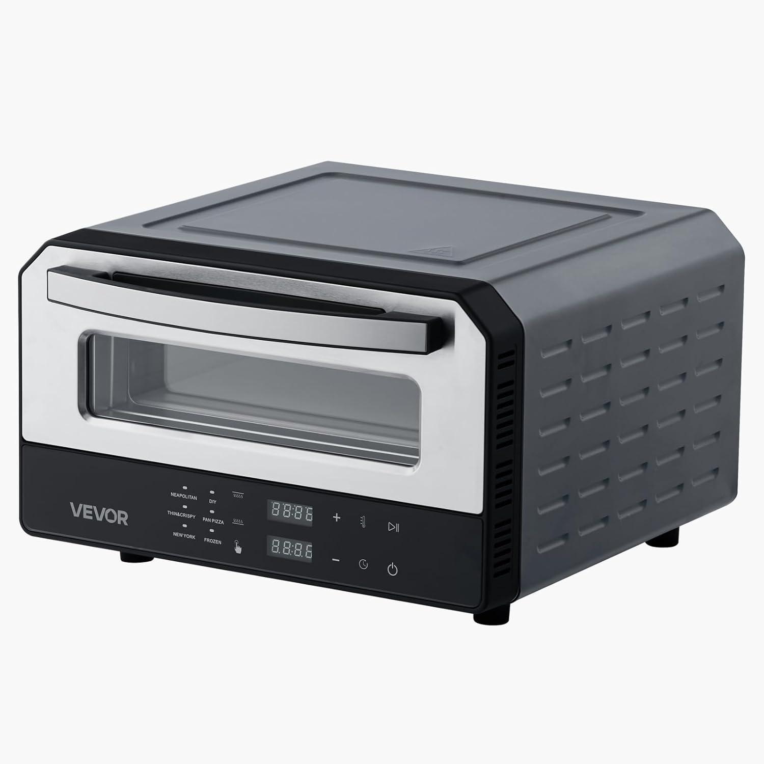 image:imageVEVOR Pizza Oven 8 Presets Electric Pizza Ovens Air Fry Combo 12Inch Indoor Pizza Maker Smart Knob Control 750F Max Temp IPX4 Waterproof Countertop Pizza Cooker wPizza StoneFry Basket12 Inch Smart Pizza Oven