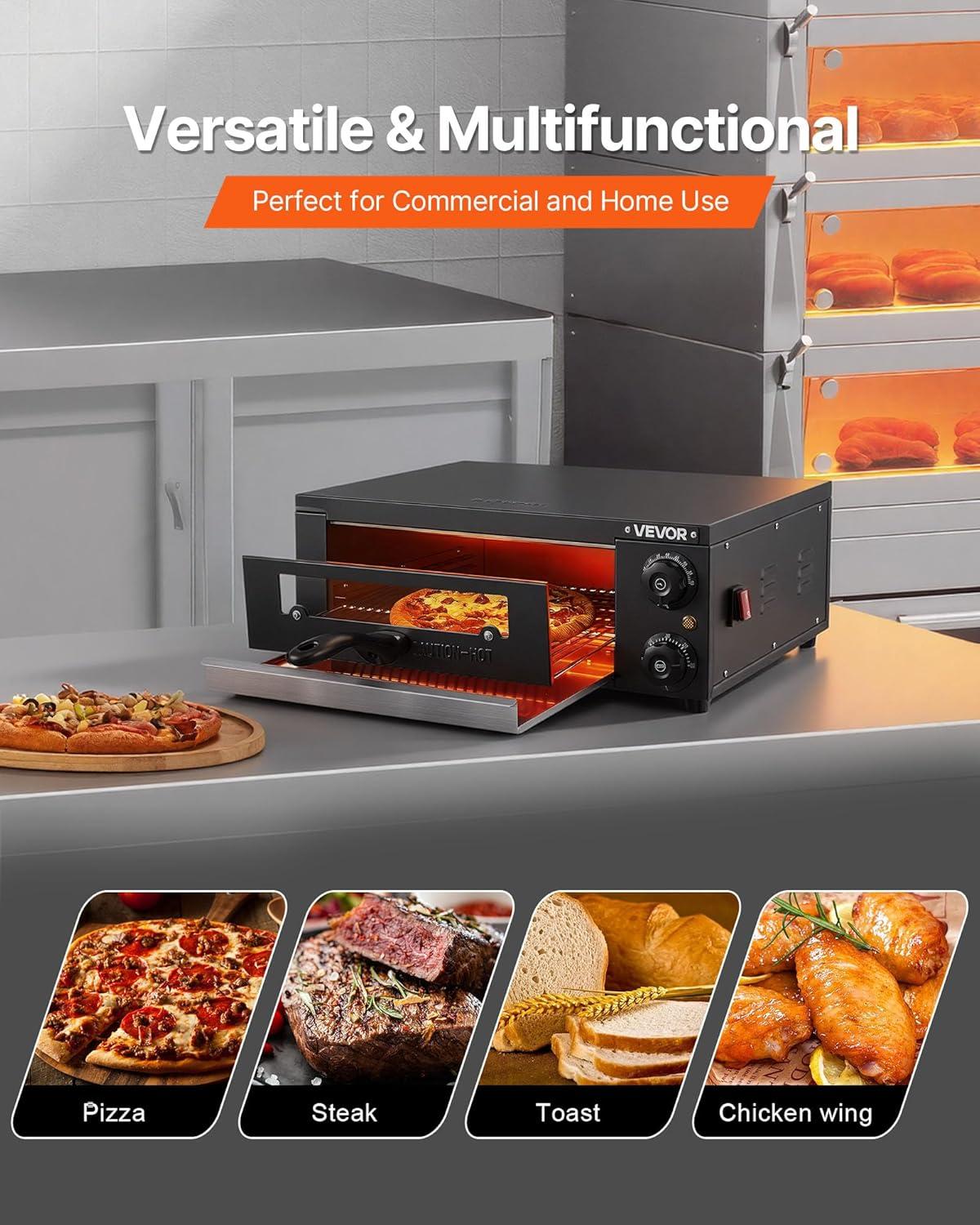 image:imageVEVOR Pizza Oven 8 Presets Electric Pizza Ovens Air Fry Combo 12Inch Indoor Pizza Maker Smart Knob Control 750F Max Temp IPX4 Waterproof Countertop Pizza Cooker wPizza StoneFry Basket12 Inch Pizza Oven