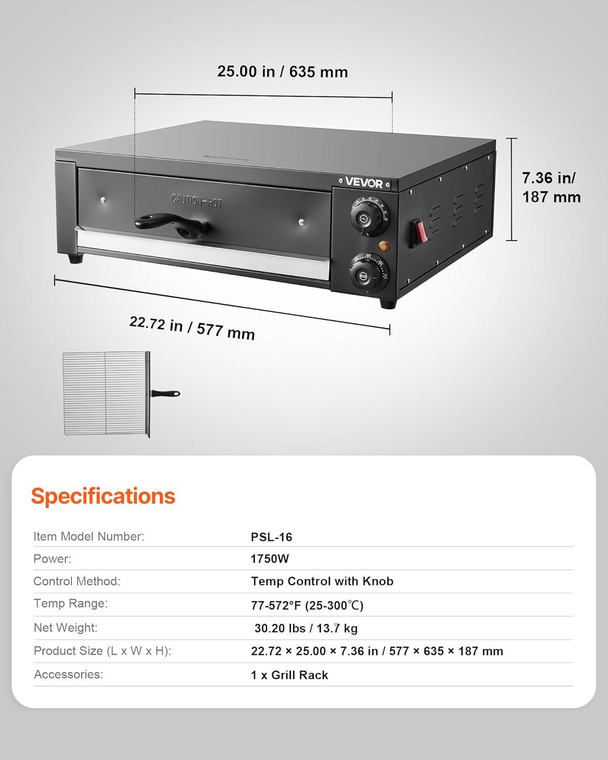 image:imageVEVOR Pizza Oven 8 Presets Electric Pizza Ovens Air Fry Combo 12Inch Indoor Pizza Maker Smart Knob Control 750F Max Temp IPX4 Waterproof Countertop Pizza Cooker wPizza StoneFry Basket16 Inch Pizza Oven