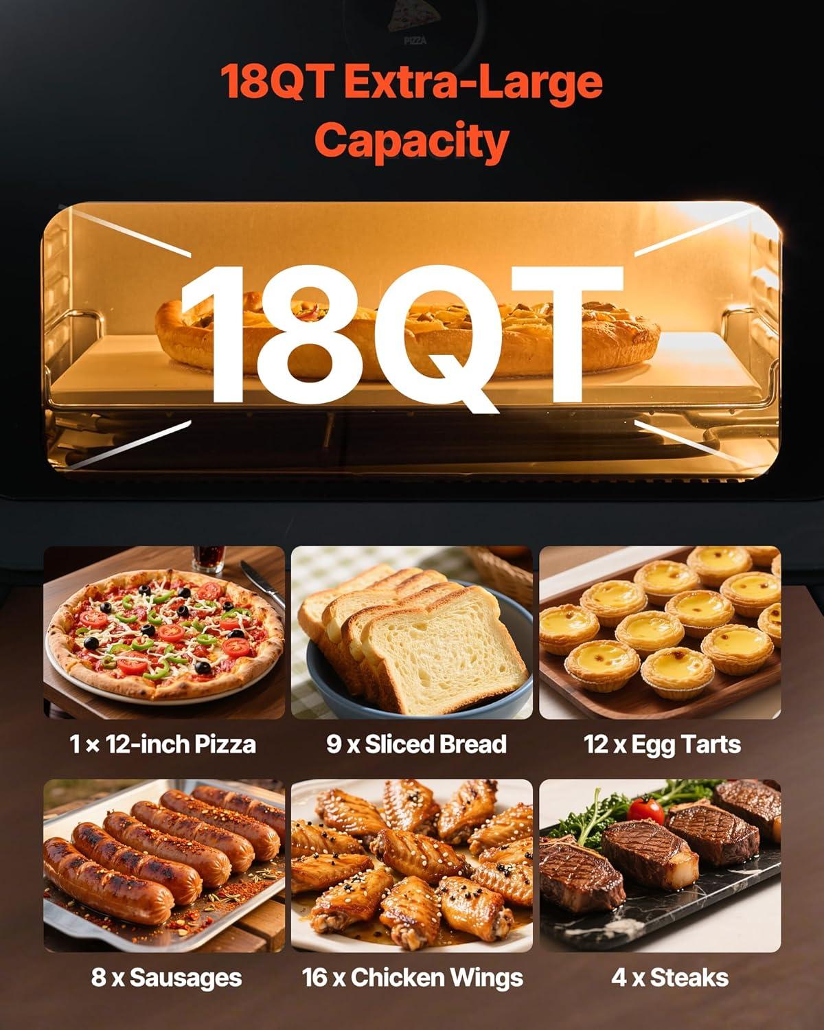 image:imageVEVOR Pizza Oven 8 Presets Electric Pizza Ovens Air Fry Combo 12Inch Indoor Pizza Maker Smart Knob Control 750F Max Temp IPX4 Waterproof Countertop Pizza Cooker wPizza StoneFry Basket12 Inch Air Fry Combo Pizza Oven